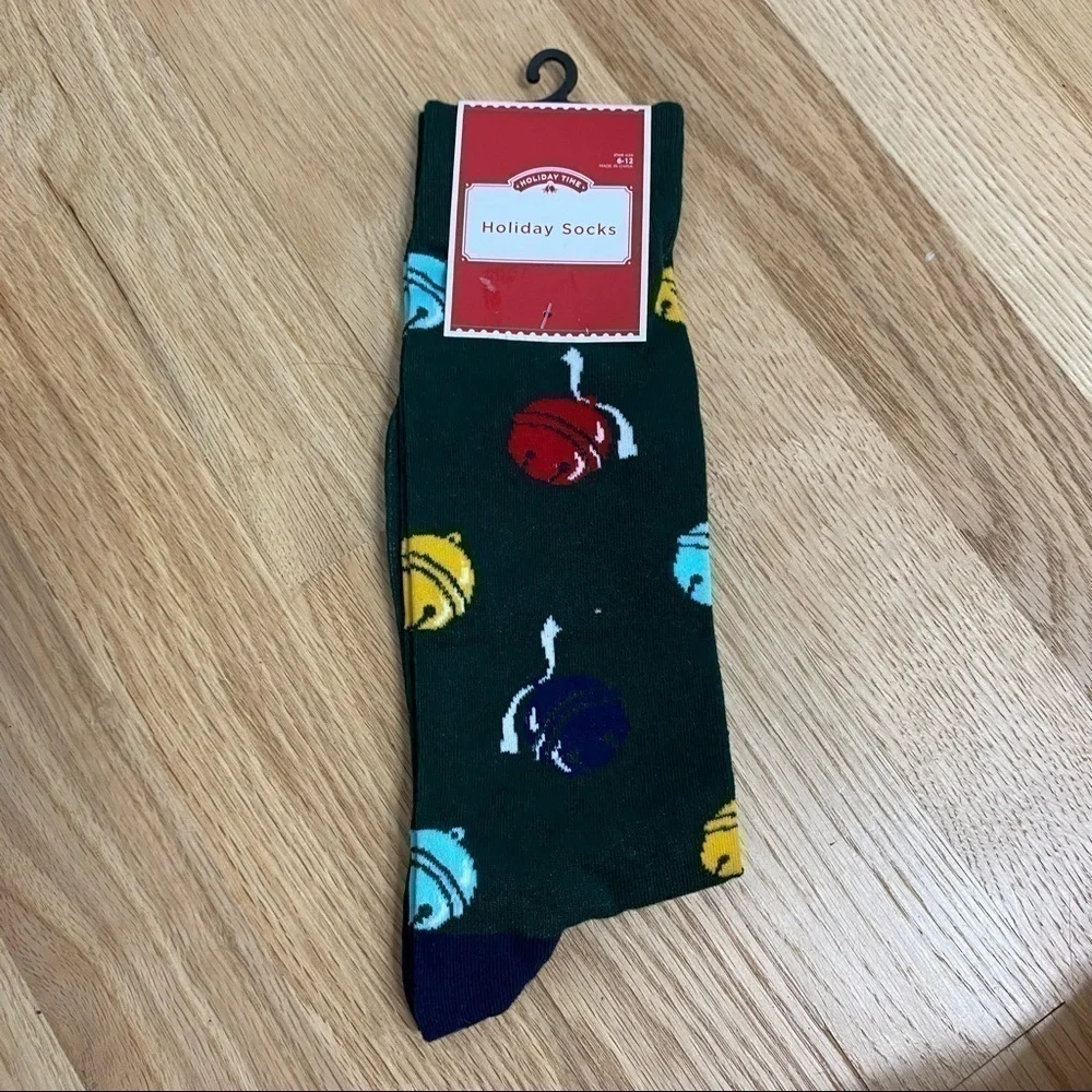Christmas Jingle Bells Men’s Dress Socks NWT 6-12 Green